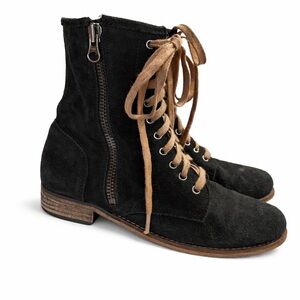 MTNG Original Combat Boots Black Genuine Suede Double Zip